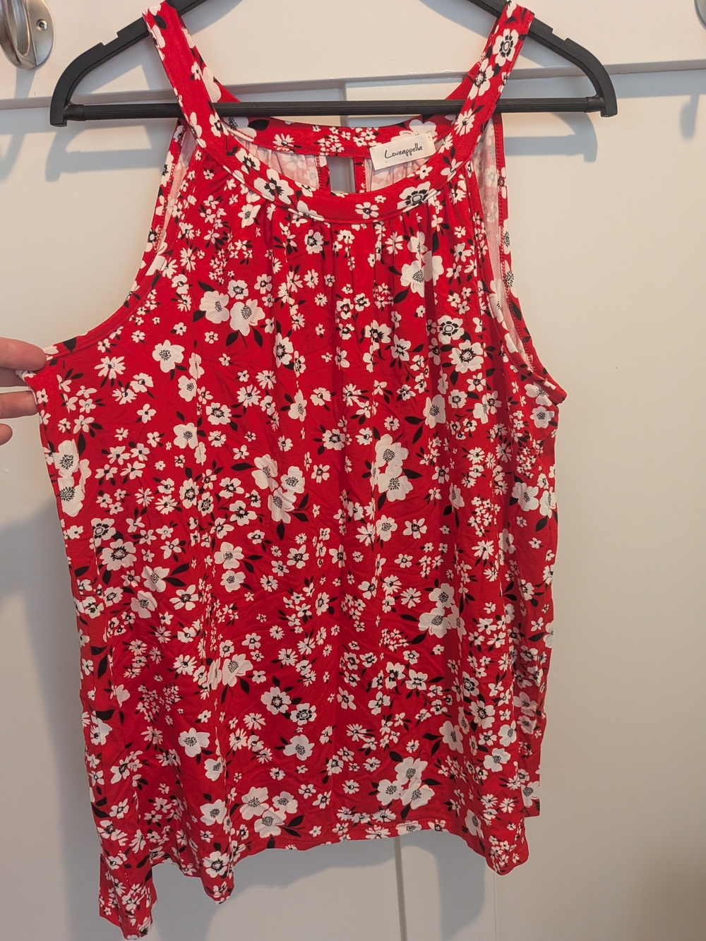 Loveappella Red Floral High-Neck Tank